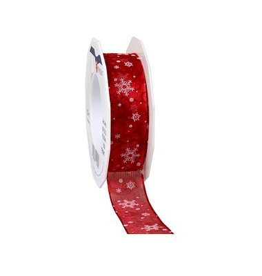 Geschenkband Trient 864 25 20-609, Schneeflocken, 25mm x 20m, rot Geschenkband Trient 864 25 20-609, Schneeflocken, 25mm x 20m, rot