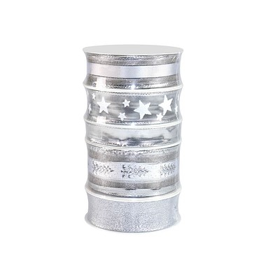 Geschenkband Weihnachten 9510515-006, Sterne/Weihnachtsbaum, 15/25/40mm x 5x 3m, silber Geschenkband Weihnachten 9510515-006, Sterne/Weihnachtsbaum, 15/25/40mm x 5x 3m, silber