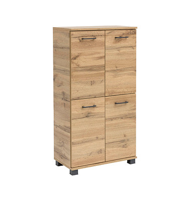 MÖBELPARTNER Badschrank Nora eiche landhaus 59,8 x 32,6 x 116,9 cm