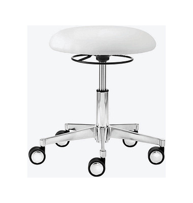 Hocker 1290 30 582 myXPERT - Tellersitz, weiß, mit Rollen, höhenverstellbar, bis 120kg