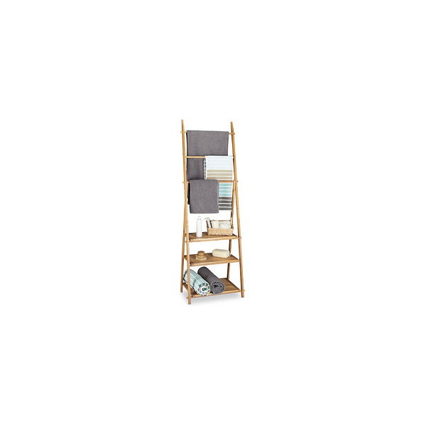 4052025202903 - Relaxdays - Handtuchhalter Bambus Faltbar kleiner Kleiderständer 3 Ablagen 3 Handtuchstangen 4 seitliche Haken HxBxT 152 x 53 x 31 cm Holz 4052025202903 - Relaxdays - Handtuchhalter Bambus Faltbar kleiner Kleiderständer 3 Ablagen 3 Handtuchstangen 4 seitliche Haken HxBxT 152 x 53 x 31 cm Holz