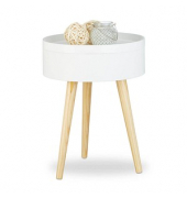 Beistelltisch 10020979_0, 50cm (H), 38x38cm (BxT), rund, weiß / braun
