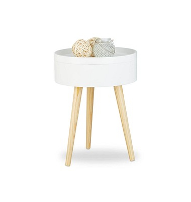 Beistelltisch 10020979_0, 50cm (H), 38x38cm (BxT), rund, weiß / braun