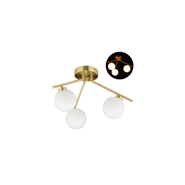 4052025295196 - Deckenlampe globi 3-flammig G9 Fassung Kugeln aus Milchglas Midcentury Lampe h x d 245 x 36 cm gold - Relaxdays 4052025295196 - Deckenlampe globi 3-flammig G9 Fassung Kugeln aus Milchglas Midcentury Lampe h x d 245 x 36 cm gold - Relaxdays