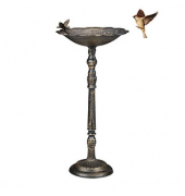 relaxdays Vogeltränke mit Standfuß bronze 37,5 x 35,0 x 74,5 cm