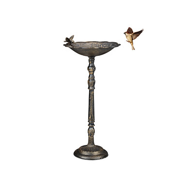 relaxdays Vogeltränke mit Standfuß bronze 37,5 x 35,0 x 74,5 cm