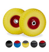 Sackkarrenräder luftbereift gelb, rot Stahl Felgen, Achse 2,0 cm