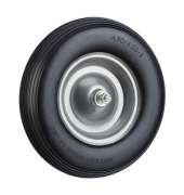 Schubkarrenrad Vollgummi schwarz Stahl Felgen, Achse 2,0 cm