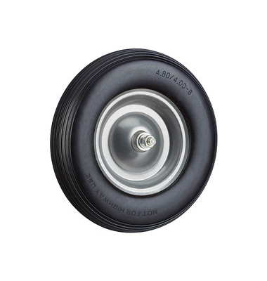 relaxdays Schubkarrenrad Vollgummi schwarz Stahl Felgen, Achse 2,0 cm