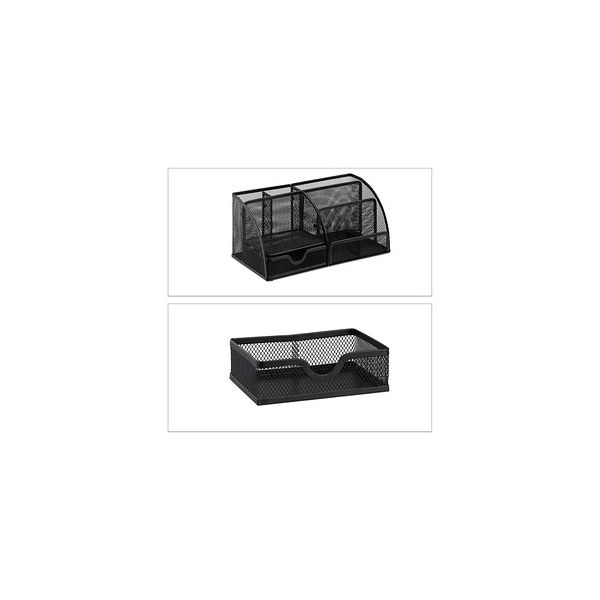 4052025953454 - Relaxdays - Schreibtischorganizer 6 Ablagen kompakter Büroorganizer Metall Schublade Zettehalter Stifteköcher schwarz 4052025953454 - Relaxdays - Schreibtischorganizer 6 Ablagen kompakter Büroorganizer Metall Schublade Zettehalter Stifteköcher schwarz