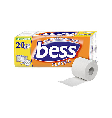 Toilettenpapier Classic 38704, 3-lagig, weiß, 180 Blatt/Rolle,