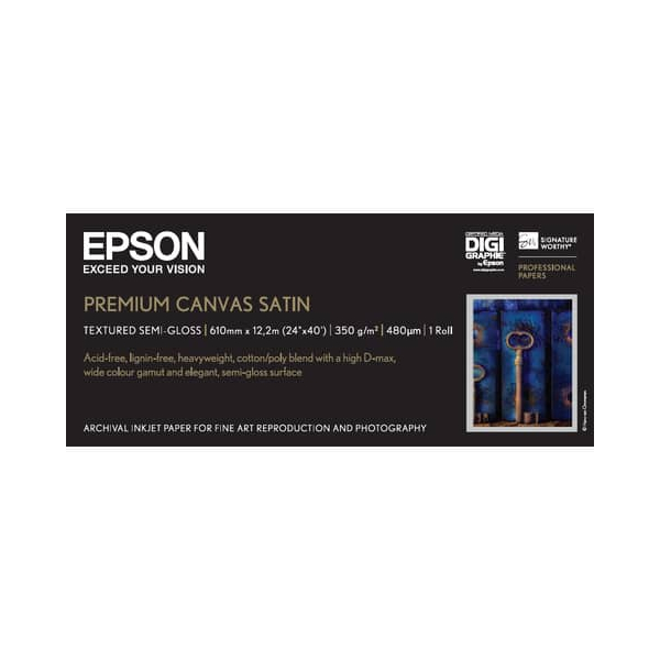 0010343849440 - Plotterpapier Premium Canvas Satin C13S041847 A1+ 610mm x 13m weiß 350g 0010343849440 13 Meter