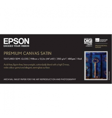 Plotterpapier Premium Canvas Satin C13S041848 1118mm x 13m, weiß, 350g