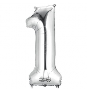 Folienballon Zahl 1 - silber