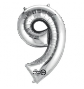 Folienballon Zahl 9 - silber