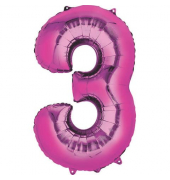 Folienballon XXL Zahl 3 - rosa