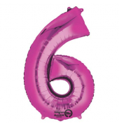 Folienballon Zahl 6 rosa