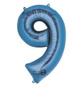 Folienballon XXL Zahl 9 - blau