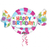 Folienballon Bonbon Happy Birthday - 101 x 60 cm