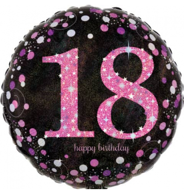 3378301 Sparkling 43cm Folienballon Happy Birthday 18 pink