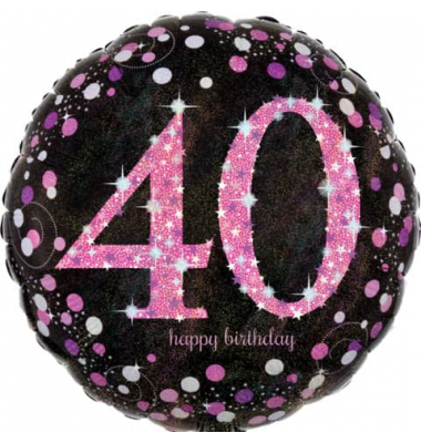 3378601 Sparkling 43cm Folienballon Happy Birthday 40 pink