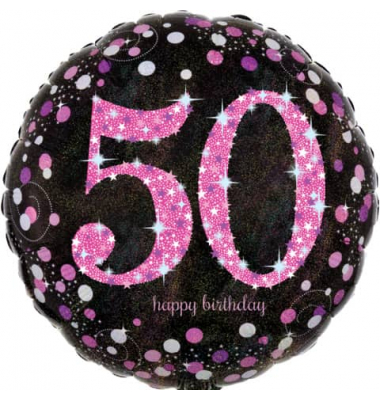 3378701 Sparkling 43cm Folienballon Happy Birthday 50 pink