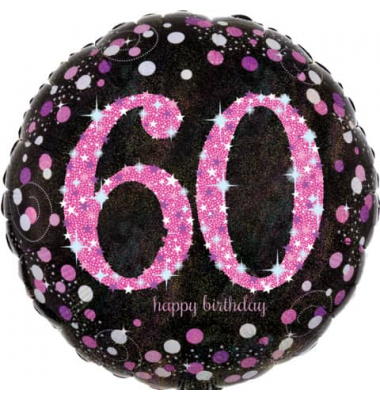 3378801 Sparkling 43cm Folienballon Happy Birthday 60 pink