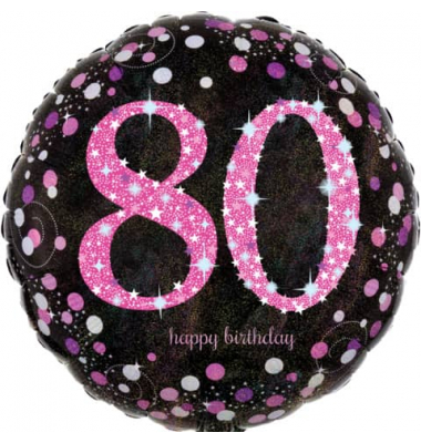3379001 Sparkling 43cm Folienballon Happy Birthday 80 pink