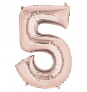 Folienballon XXL Zahl 5 - rose gold