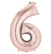 Folienballon XXL Zahl 6 - rose gold