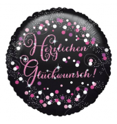 3771501 Sparkling 43cm Folienballon Herzlichen Glückwunsch pink
