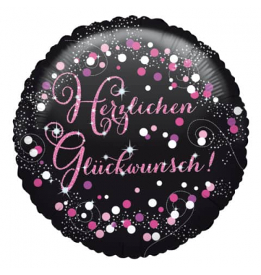 3771501 Sparkling 43cm Folienballon Herzlichen Glückwunsch pink