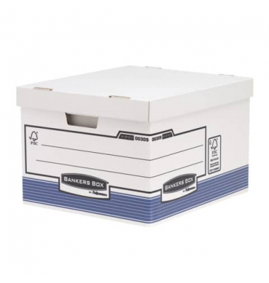 Archivbox System 30901, A4, blau/wei&szlig;, innen 43x38x28,7cm (TxBxH), Recyclingkarton
