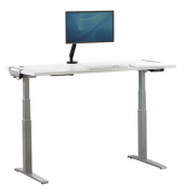 Sitz-Steh-Schreibtisch Levado, elektrisch höhenverstellbar, 64-126cm (H), 160x80cm (BxT), rechteckig, weiß / silber