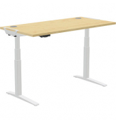 Sitz-Steh-Schreibtisch Levado, elektrisch höhenverstellbar, 64-126cm (H), 180x80cm (BxT), rechteckig, ahorn / silber