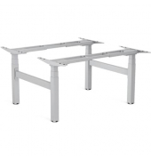 Doppel-Schreibtischgestell Cambio, elektrisch höhenverstellbar, 64,5-130,5cm (H), 100-170x160cm (BxT), 4-Fuß-Gestell, silber