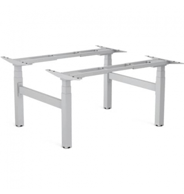 Doppel-Schreibtischgestell Cambio, elektrisch höhenverstellbar, 64,5-130,5cm (H), 100-170x160cm (BxT), 4-Fuß-Gestell, silber