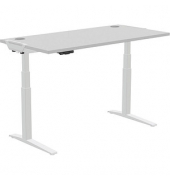Sitz-Steh-Schreibtisch Levado, elektrisch höhenverstellbar, 64-126cm (H), 160x80cm (BxT), rechteckig, grau / weiß