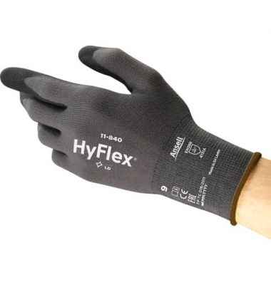 Arbeitshandschuhe HyFlex, Nitrilschaum, schwarz/grau, Größe 10 / XL