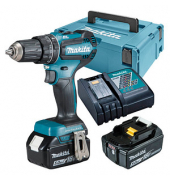 makita DHP485RTJ Akku-Schlagbohrschrauber-Set 18,0 V, mit 2 Akkus