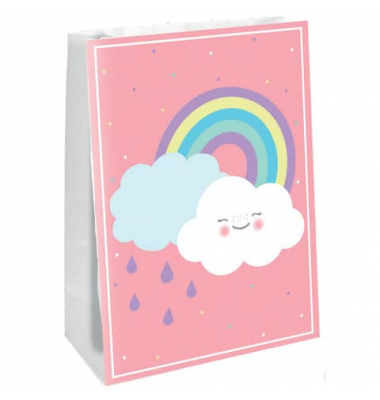 Partytüte Regenbogen & Wolke mit Sticker