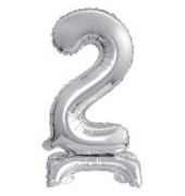 Folienballon Mini Zahl 2 silber