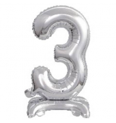 Folienballon Mini Zahl 3 silber