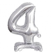 Folienballon Mini Zahl 4 silber
