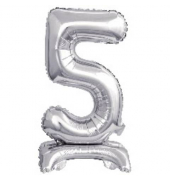 Folienballon Mini Zahl 5 silber
