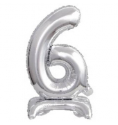 Folienballon Mini Zahl 6 silber