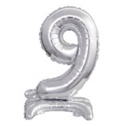 Folienballon Mini Zahl 9 silber