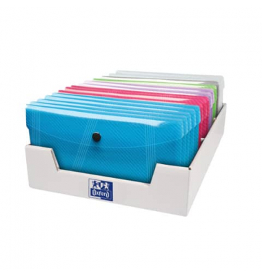 Dokumententasche Hawai 400031413, Din Lang, transparent gr&uuml;n/grau/lila/rot/blau/farblos, Polypropylen (PP), Druckknopfverschluss