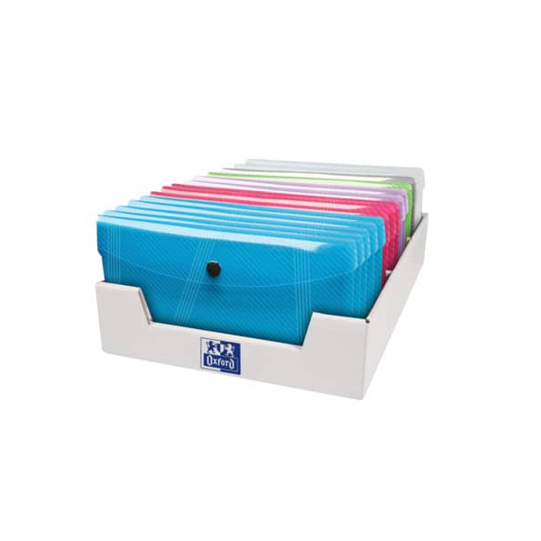 30 Stück Elba Dokumententasche Hawai 400031413, Din Lang, transparent grün/grau/lila/rot/blau/farblos, Polypropylen (PP), Druckknopfverschluss