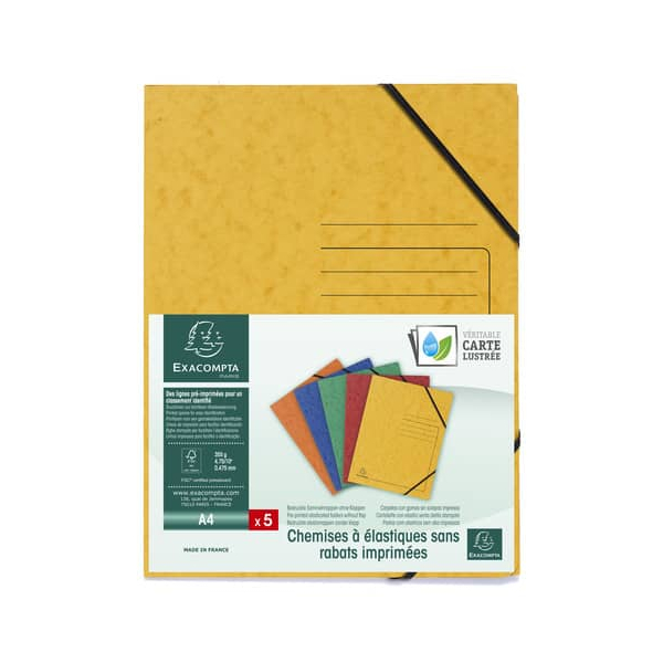 3130633554100 - Sammelmappe 555410E A4 farbig sortiert (blau gelb grün orange und rot) 15mm Füllhöhe Karton 355g 3130633554100 Exacompta